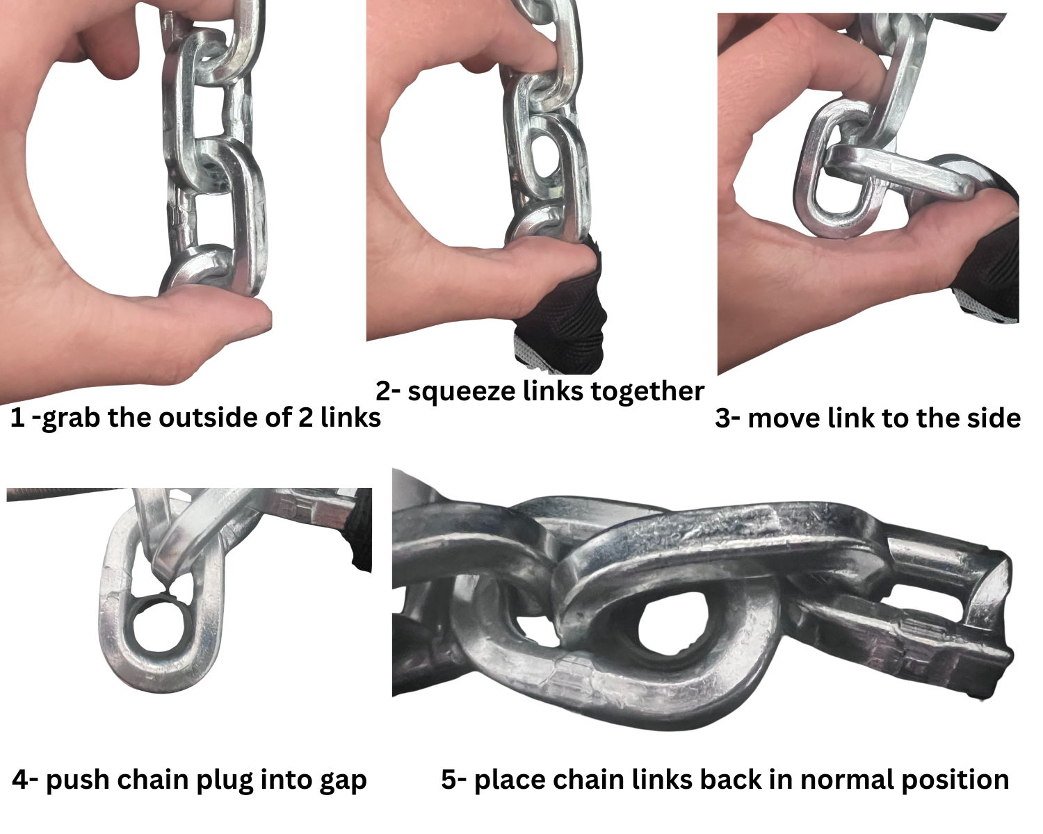 Raklox Step-by-Step Guide to Connect Travel Loop Bike Security Chain by Squeezing Links and Inserting the Plug
